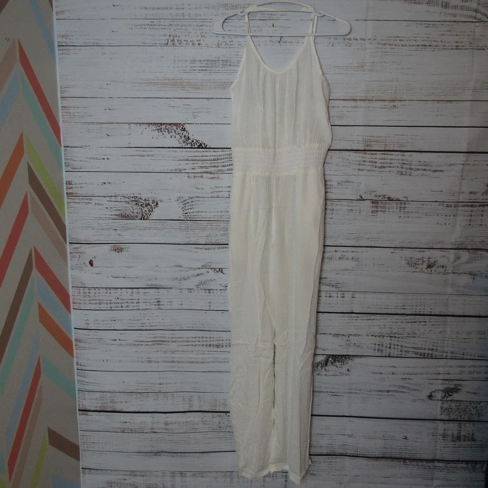 prAna Jumpsuit Womens Small White Fernie Wide Leg Sleeveless Tencel Modal Summer